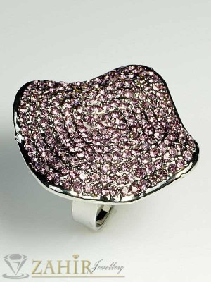 Масивен пръстен с виолетови кристали - P1139